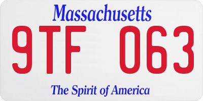 MA license plate 9TF063