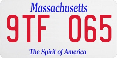 MA license plate 9TF065