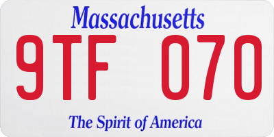 MA license plate 9TF070