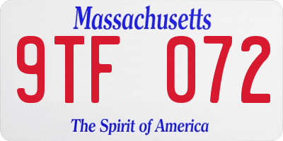 MA license plate 9TF072