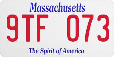 MA license plate 9TF073