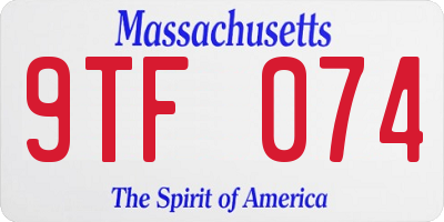 MA license plate 9TF074