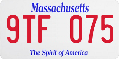MA license plate 9TF075