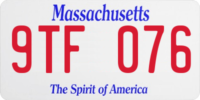 MA license plate 9TF076