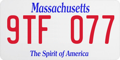 MA license plate 9TF077