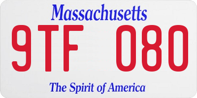 MA license plate 9TF080