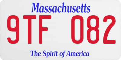 MA license plate 9TF082