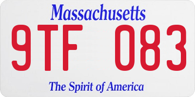 MA license plate 9TF083