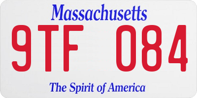 MA license plate 9TF084