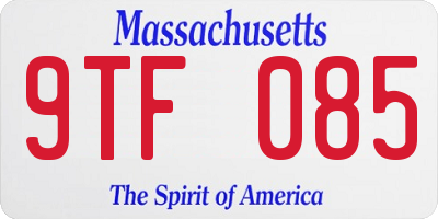 MA license plate 9TF085
