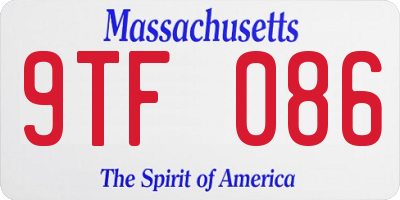 MA license plate 9TF086