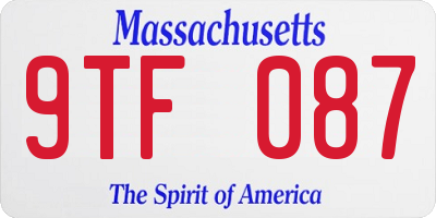 MA license plate 9TF087