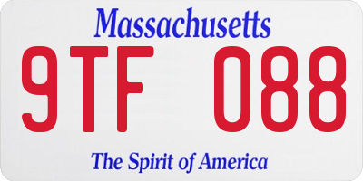 MA license plate 9TF088