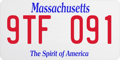 MA license plate 9TF091