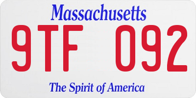 MA license plate 9TF092