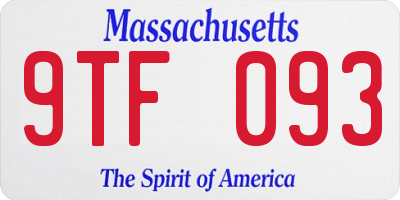 MA license plate 9TF093