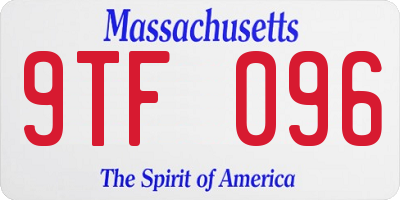 MA license plate 9TF096
