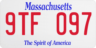 MA license plate 9TF097