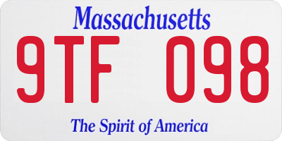 MA license plate 9TF098