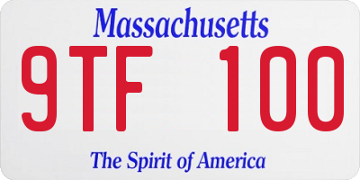 MA license plate 9TF100
