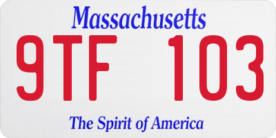 MA license plate 9TF103