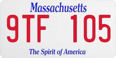 MA license plate 9TF105