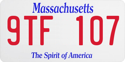 MA license plate 9TF107