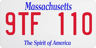 MA license plate 9TF110