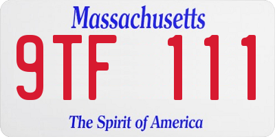 MA license plate 9TF111