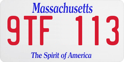 MA license plate 9TF113