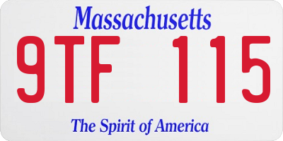 MA license plate 9TF115