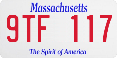 MA license plate 9TF117