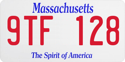 MA license plate 9TF128