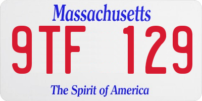 MA license plate 9TF129