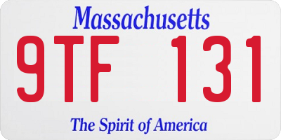 MA license plate 9TF131