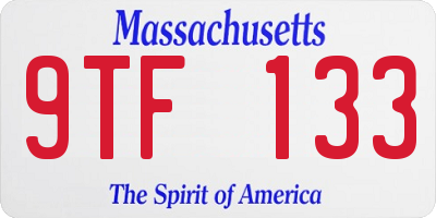MA license plate 9TF133