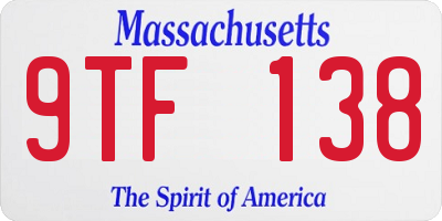 MA license plate 9TF138