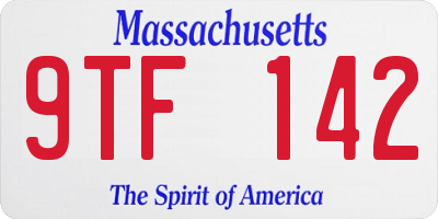 MA license plate 9TF142