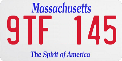 MA license plate 9TF145