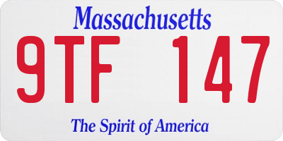 MA license plate 9TF147