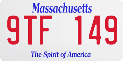 MA license plate 9TF149