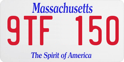 MA license plate 9TF150