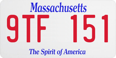 MA license plate 9TF151