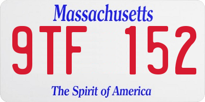 MA license plate 9TF152