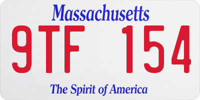 MA license plate 9TF154
