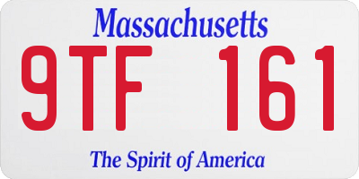 MA license plate 9TF161