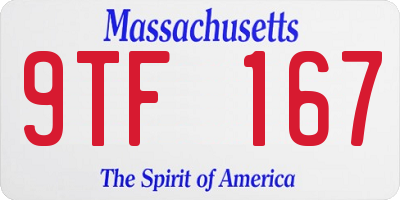 MA license plate 9TF167