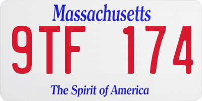 MA license plate 9TF174