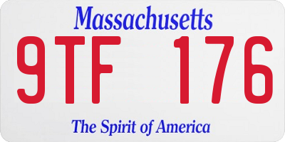 MA license plate 9TF176
