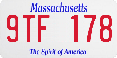 MA license plate 9TF178